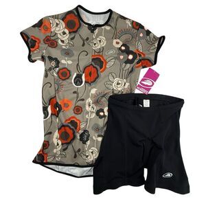 PERFORMANCE NEW Cycling Jersey Padded Shorts Women Medium Lot of 2 Floral USA
